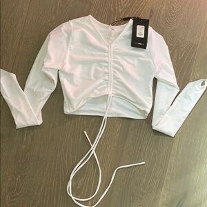 Fashion Nova White Ruched Crop Top